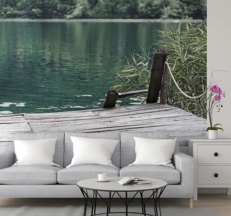Serene Pier lake wall mural - TenStickers