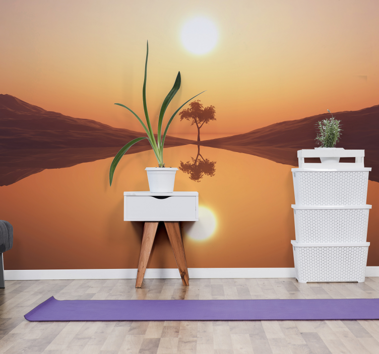 Serene Lake Sunrise landscape wall mural - TenStickers