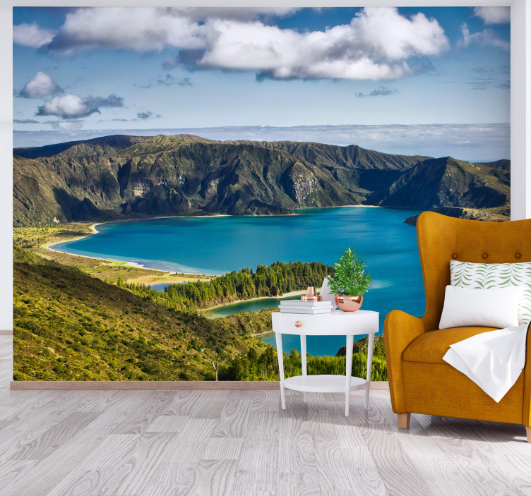 Serene Lake View landscape wall mural - TenStickers