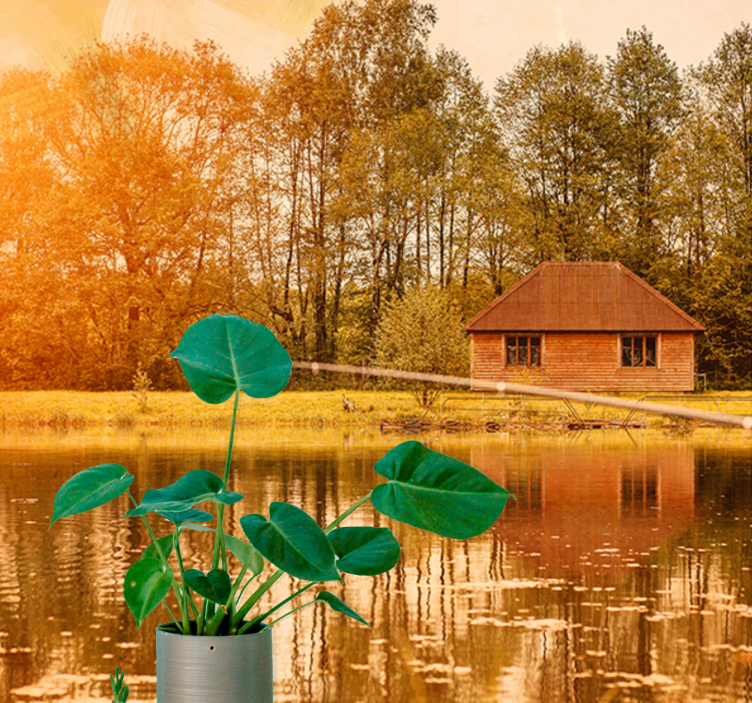 Serene Lakeside View landscape wall mural - TenStickers