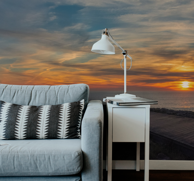 Serene Ocean Horizon landscape wall mural - TenStickers