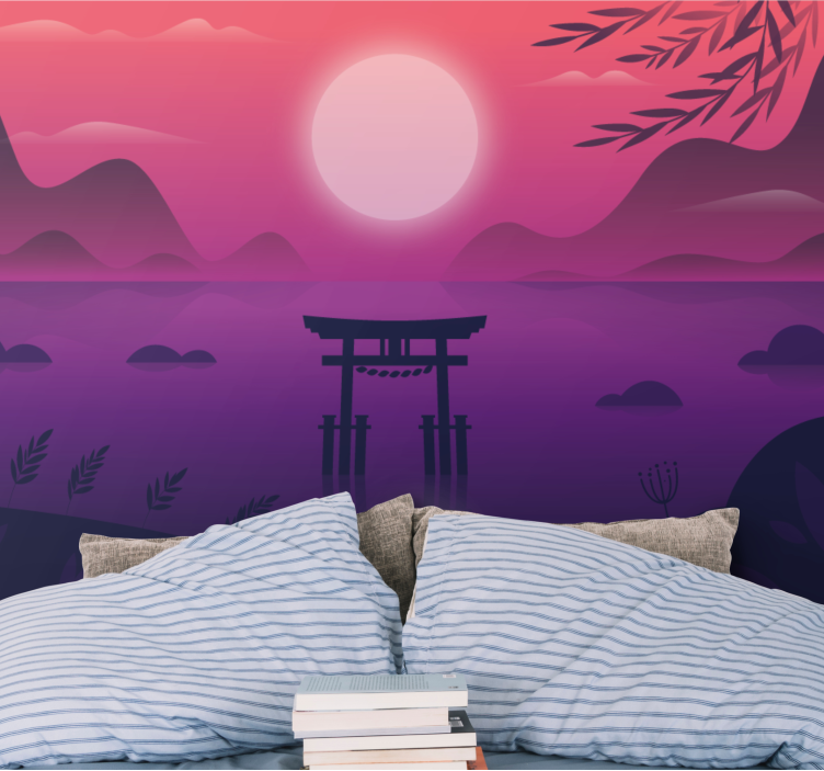 Serene sunset landscape landscape wall mural - TenStickers