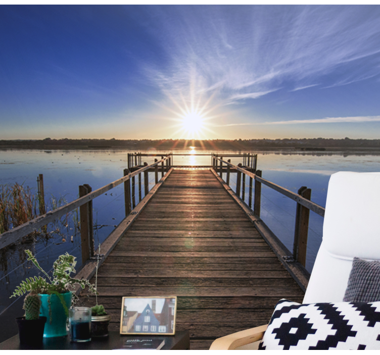 Serene Sunset Pier landscape wall mural - TenStickers