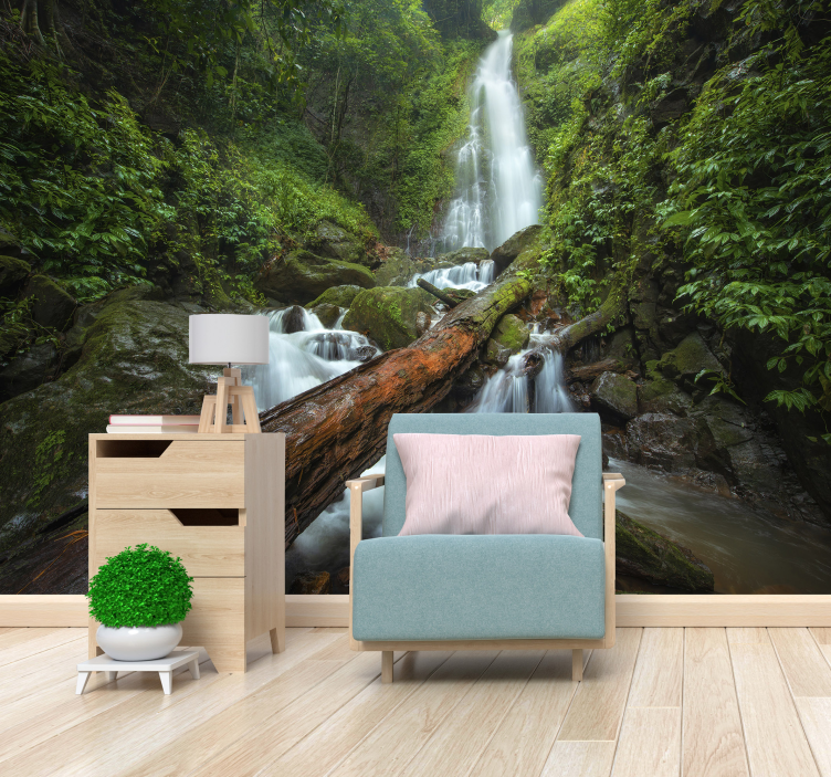 Serene Waterfall Cascade wall mural waterfall - TenStickers