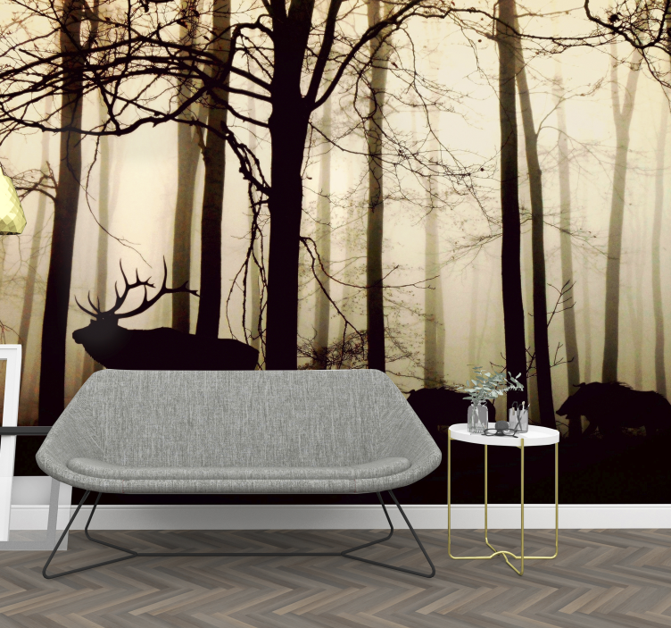 Silhouetted Forest Fauna wall mural nature - TenStickers