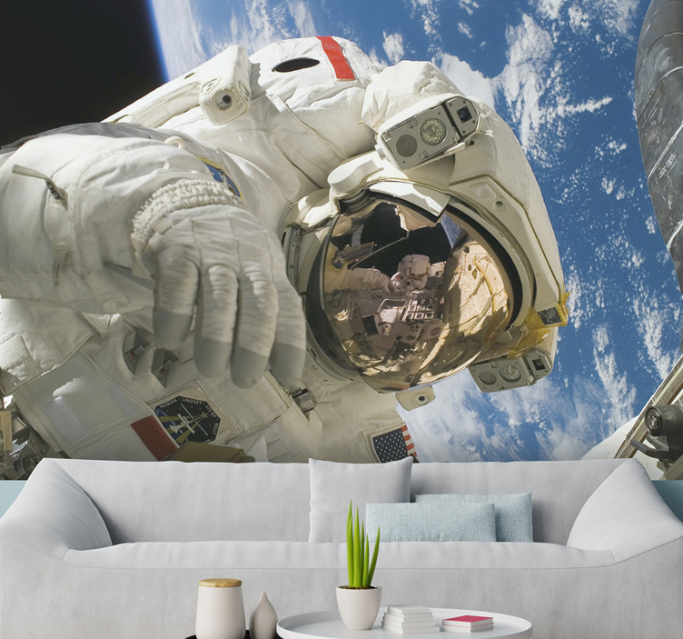Space wall mural astronaut floating in space - TenStickers
