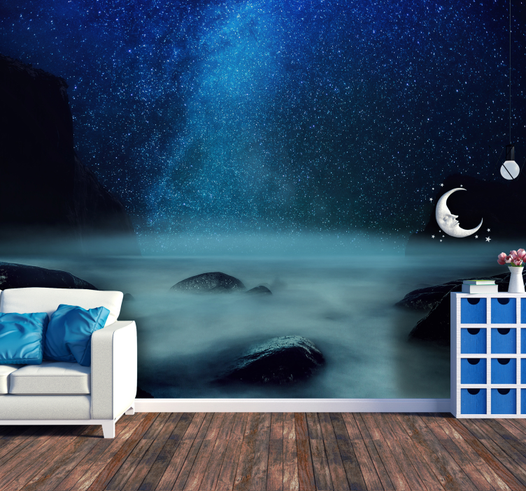 Starry Night Seascape landscape wall mural - TenStickers