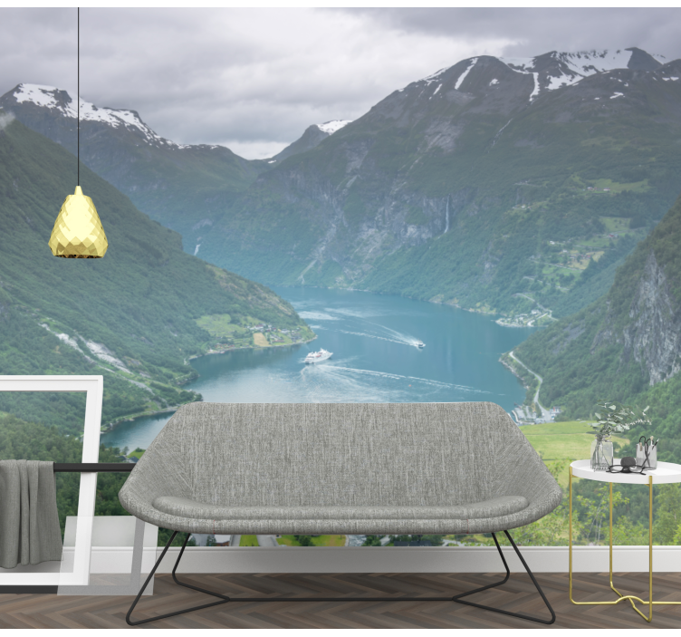 Stunning fjord views landscape wall mural - TenStickers