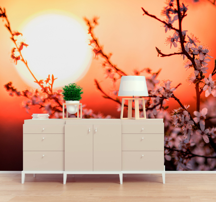 Sunset Blossom Display flower wall mural - TenStickers