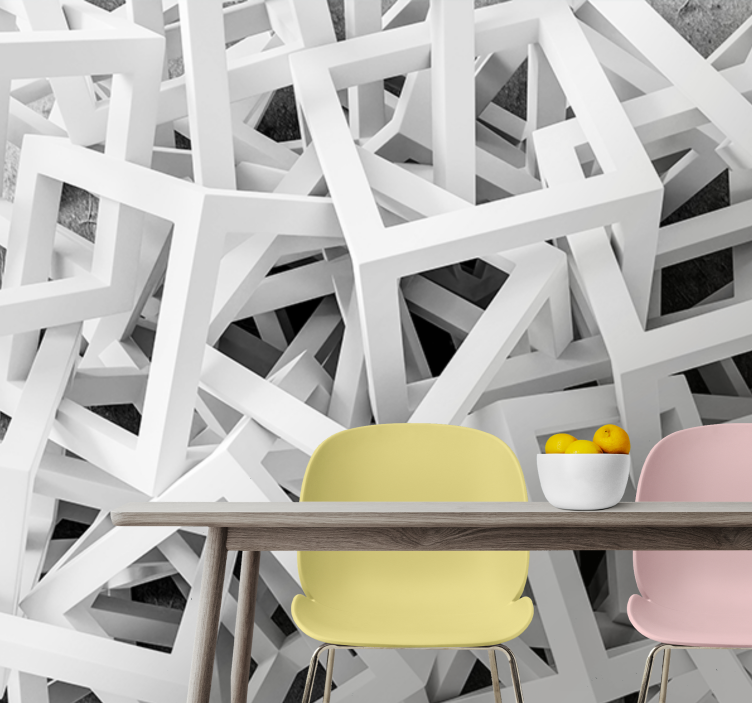 Texture wall mural abstract white shapes - TenStickers