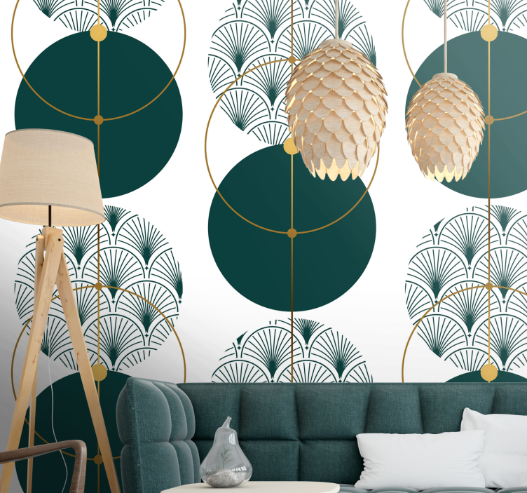 Texture wall mural geometric fan designs - TenStickers