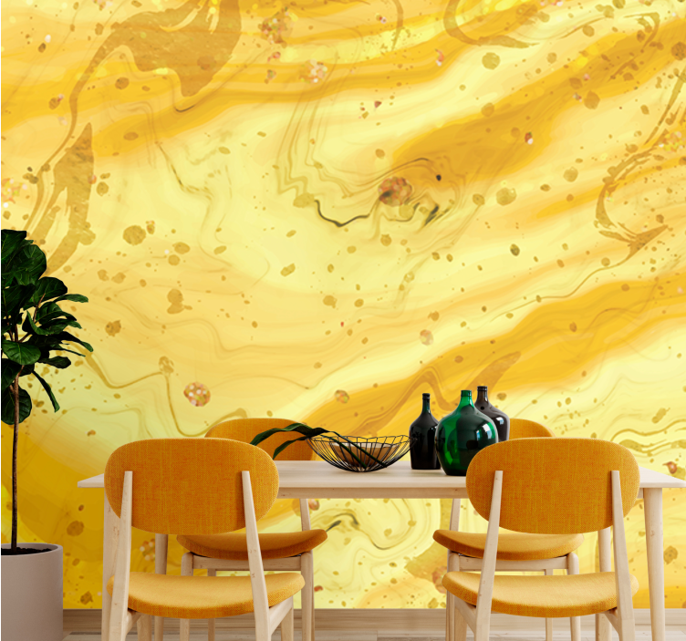 Texture wall mural golden marble swirls - TenStickers