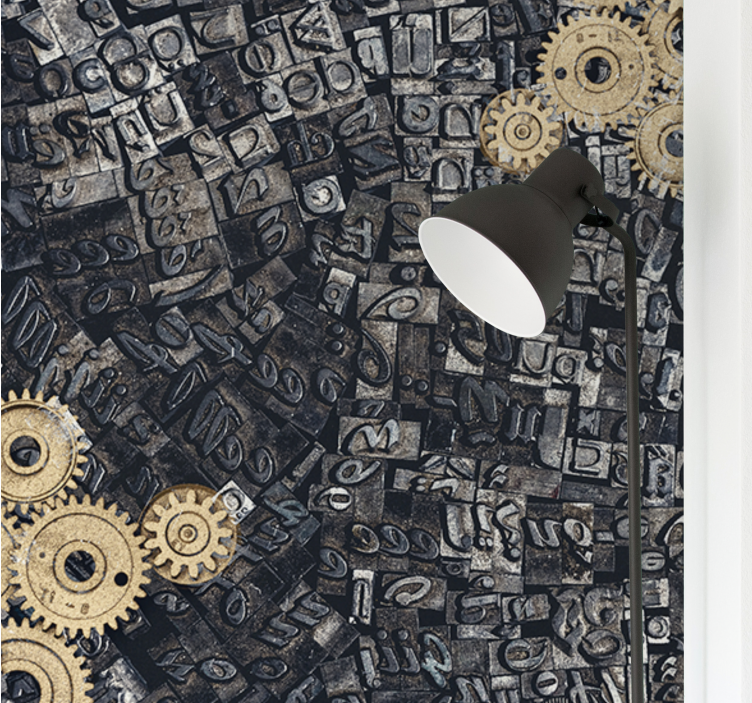 Texture wall mural mechanical gear designs - TenStickers