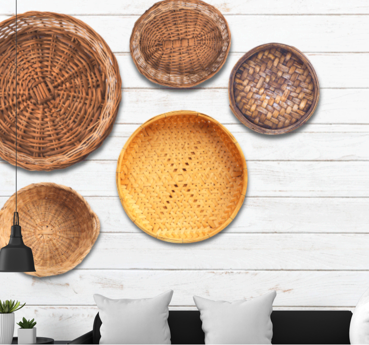 Texture wall mural woven basket patterns - TenStickers