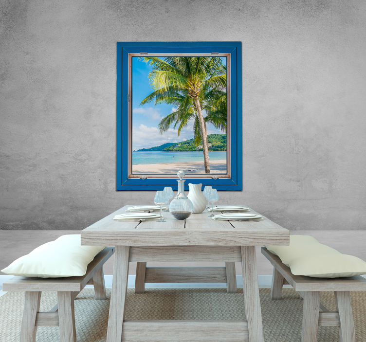 Tropical Coastal Scene landscape wall mural - TenStickers