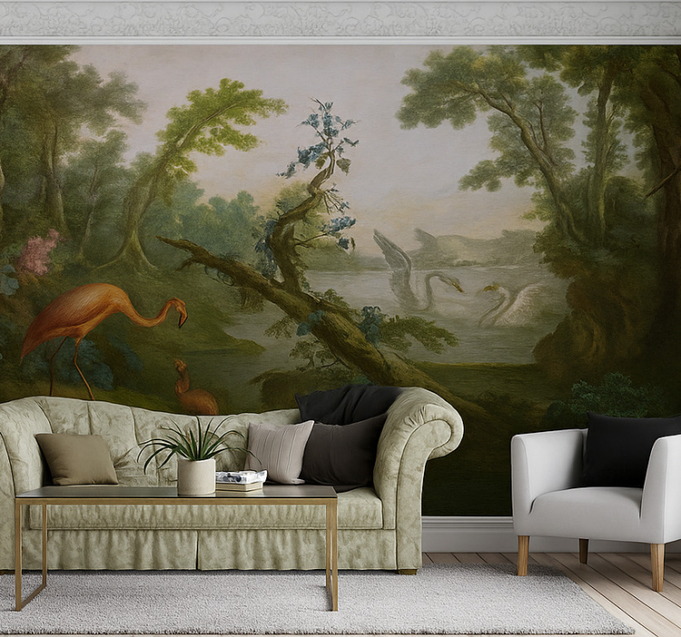 Tropical paradise design living room wall mural - TenStickers