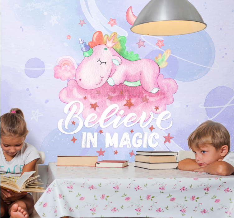 Unicorn dream cloud childrens wall mural - TenStickers