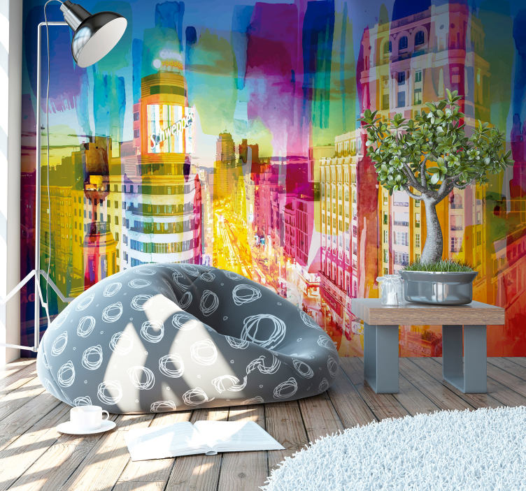 Urban Chromatic Streetscape wall mural madrid - TenStickers