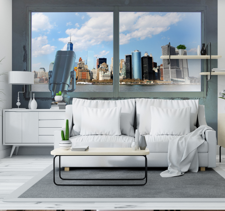 Urban Skyline View city wall mural - TenStickers
