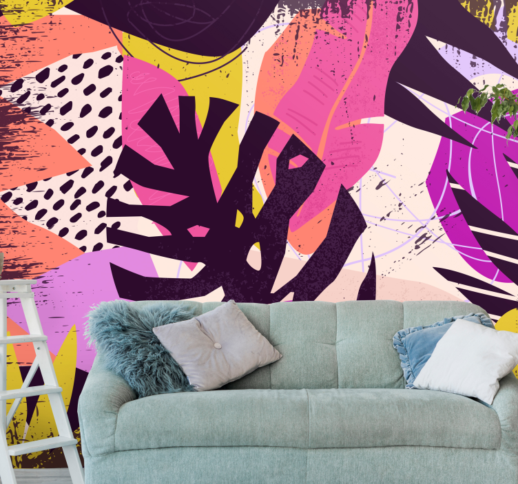 Vibrant colorful shapes abstract wall mural - TenStickers