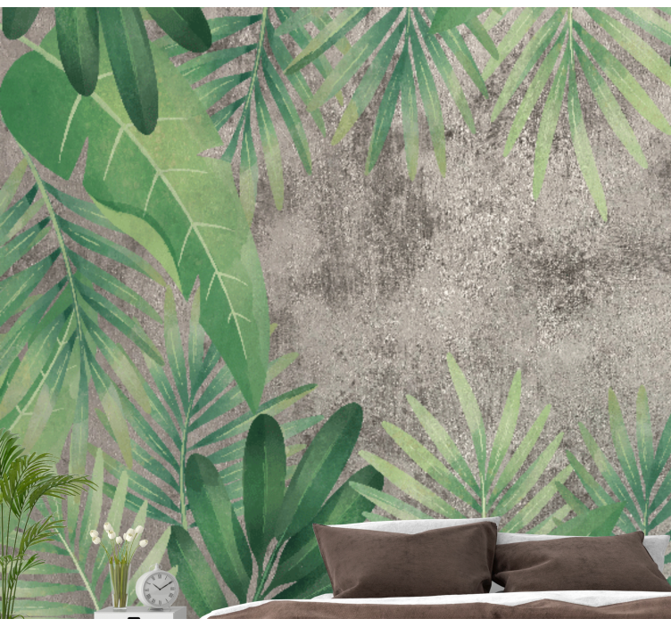 Vibrant Green Leaves wall mural nature - TenStickers