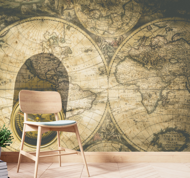 Vintage Cartography world map wallpaper - TenStickers