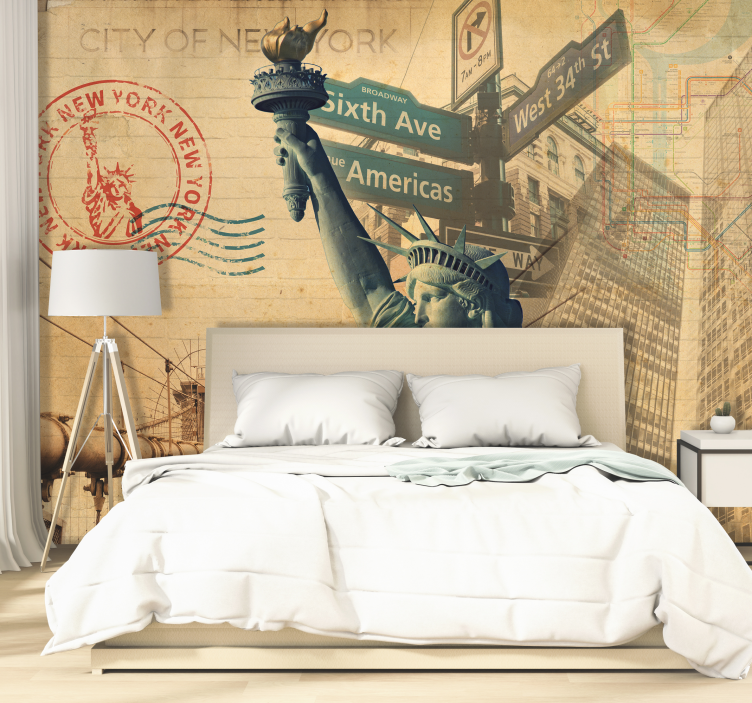 Vintage Liberty Collage wall mural new york - TenStickers