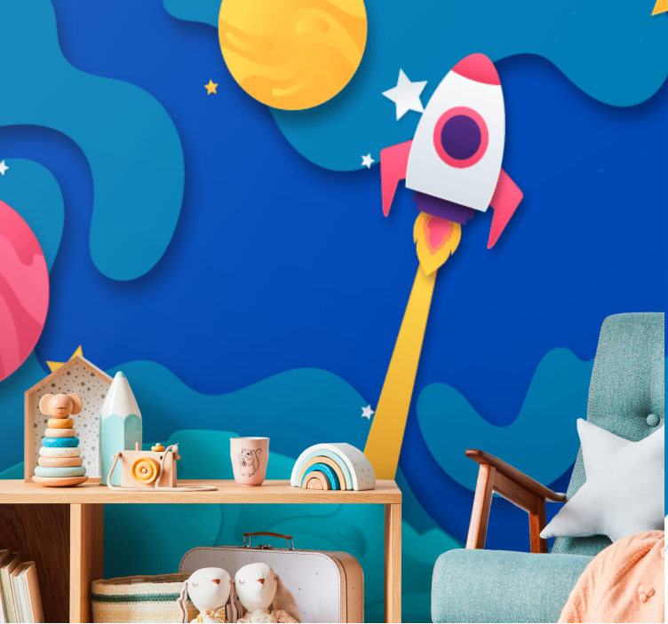 Wall mural fantasy rocket launching adventure - TenStickers