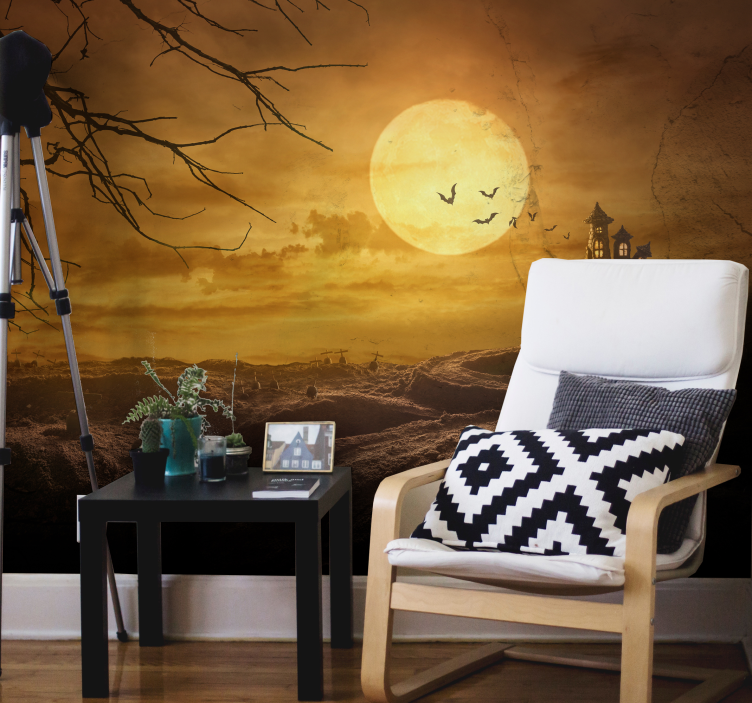 Wall mural halloween haunting moonlit night - TenStickers