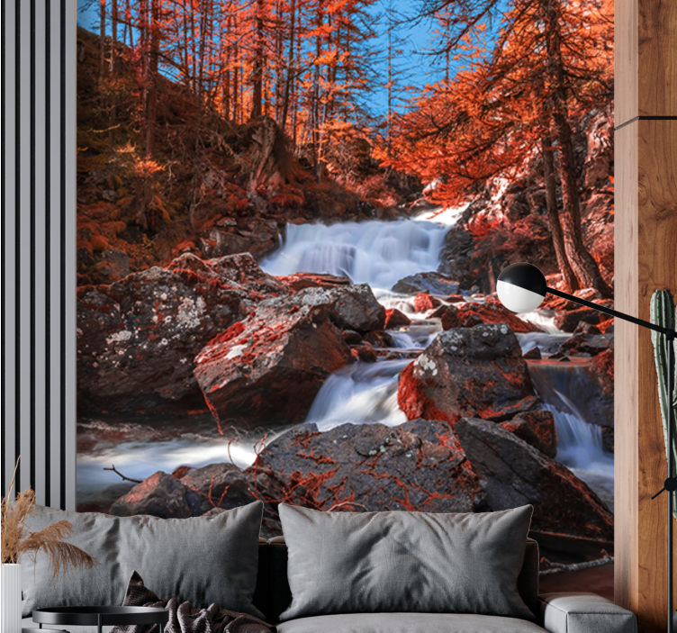 Wall mural mountain cascading rocky stream - TenStickers