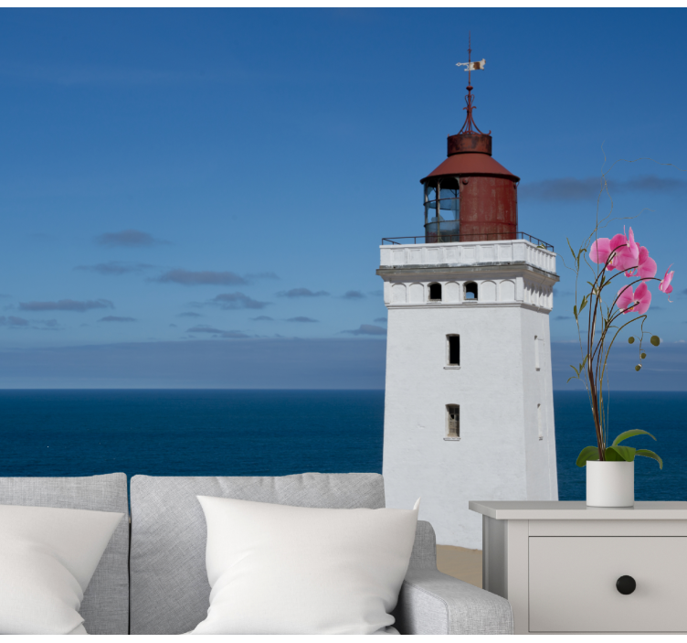 Wall mural mountain lighthouse by ocean - TenStickers
