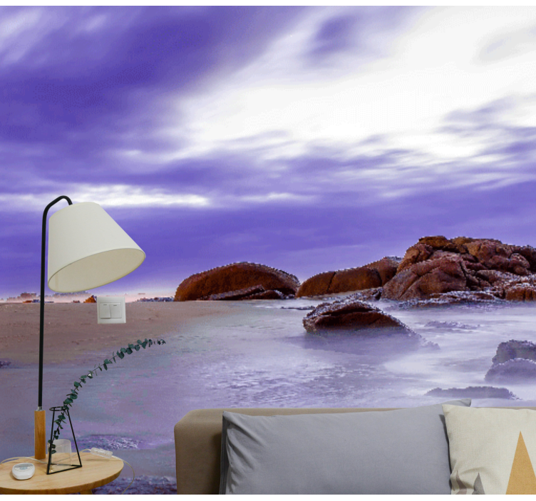 Wall mural mountain rocky beach scene - TenStickers