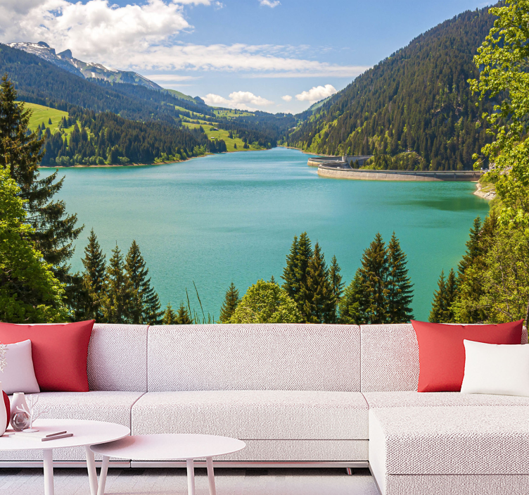 Wall mural mountain serene lake reflection - TenStickers