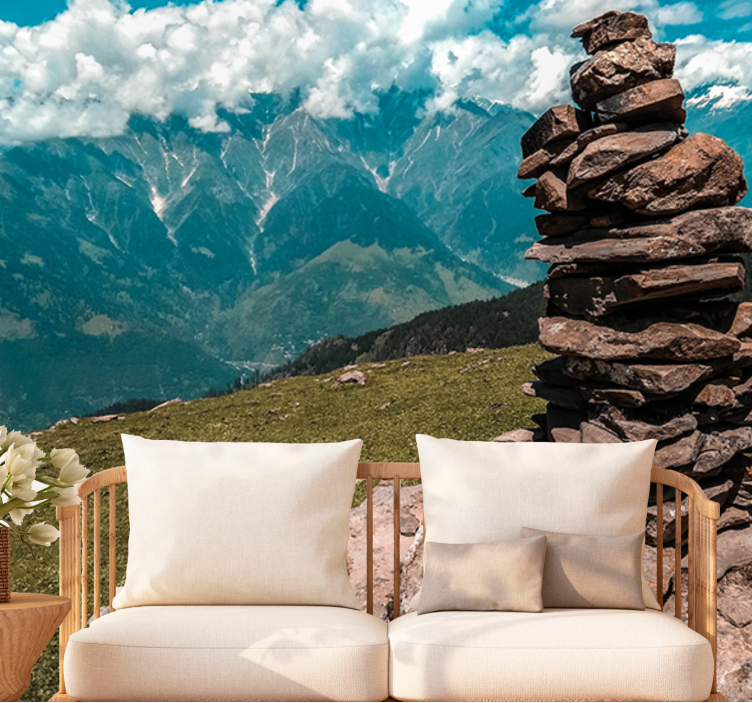 Wall mural mountain stacked stone structure - TenStickers