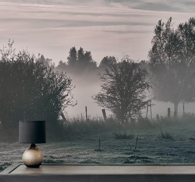 Wall mural nature foggy woodland scenery - TenStickers