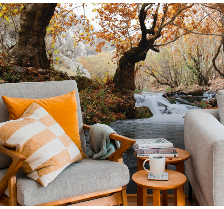 Wall mural nature forest stream tranquility - TenStickers