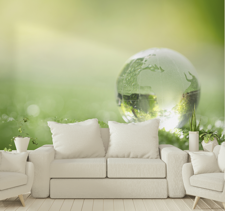 Wall mural nature globe on grass - TenStickers