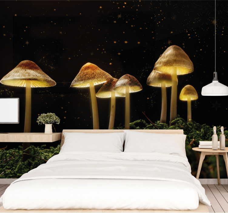 Wall mural nature glowing mushroom forest - TenStickers