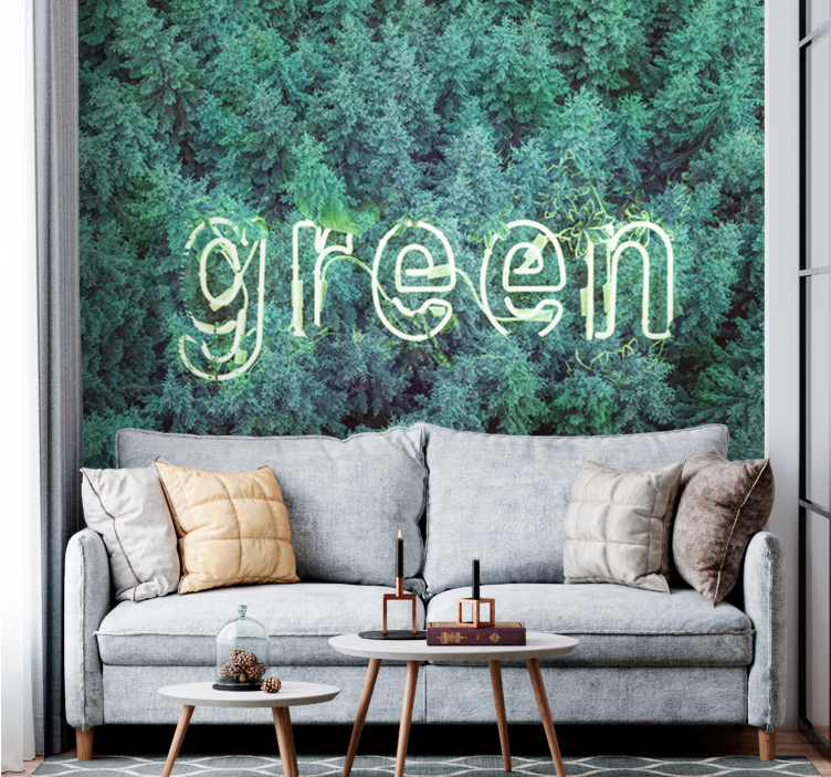 Wall mural nature green forest typography - TenStickers