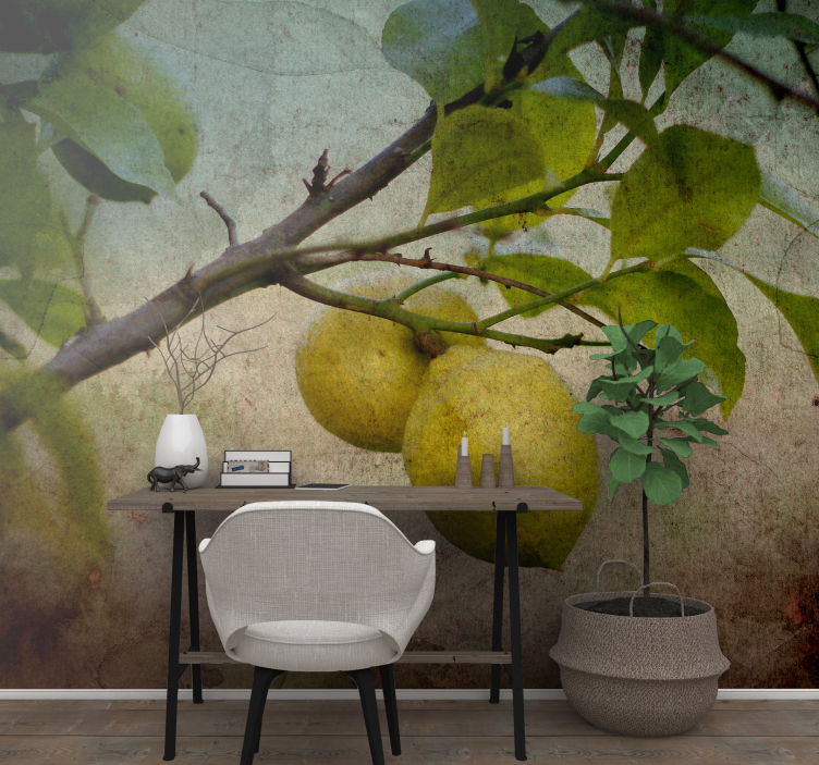 Wall mural nature lemon branch design - TenStickers