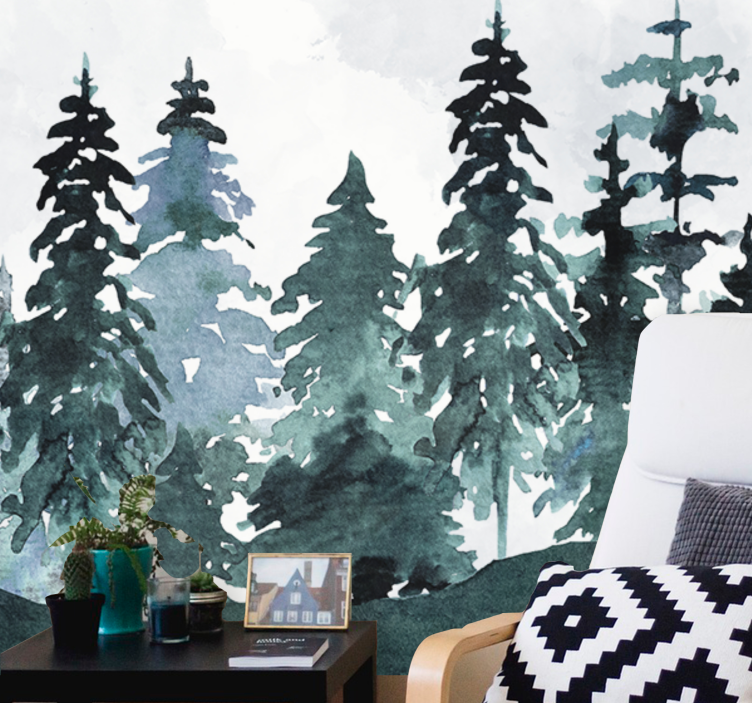 Wall mural nature majestic pine landscape - TenStickers