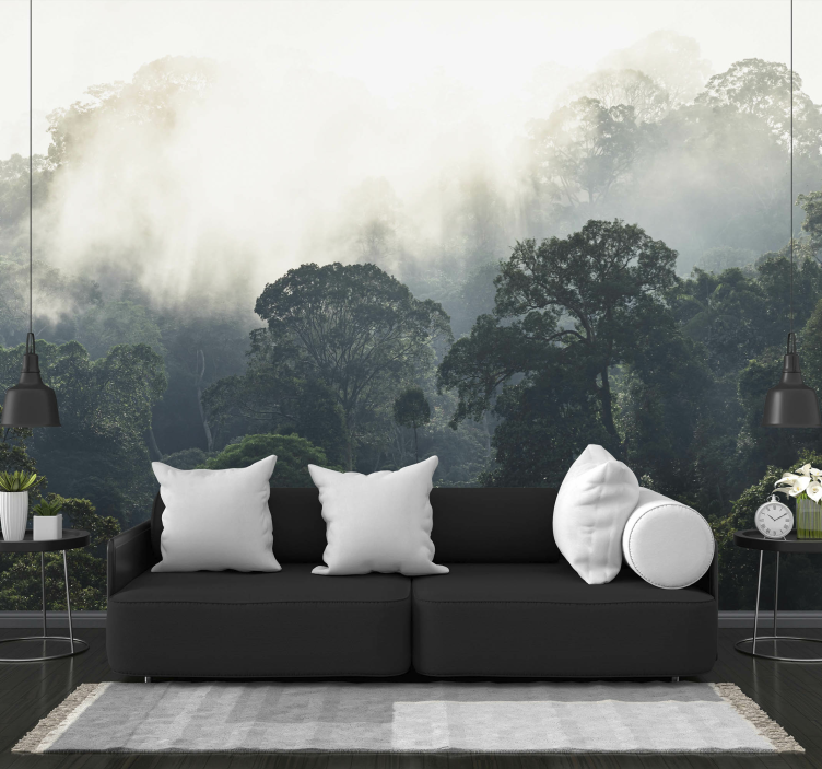 Wall mural nature misty forest view - TenStickers