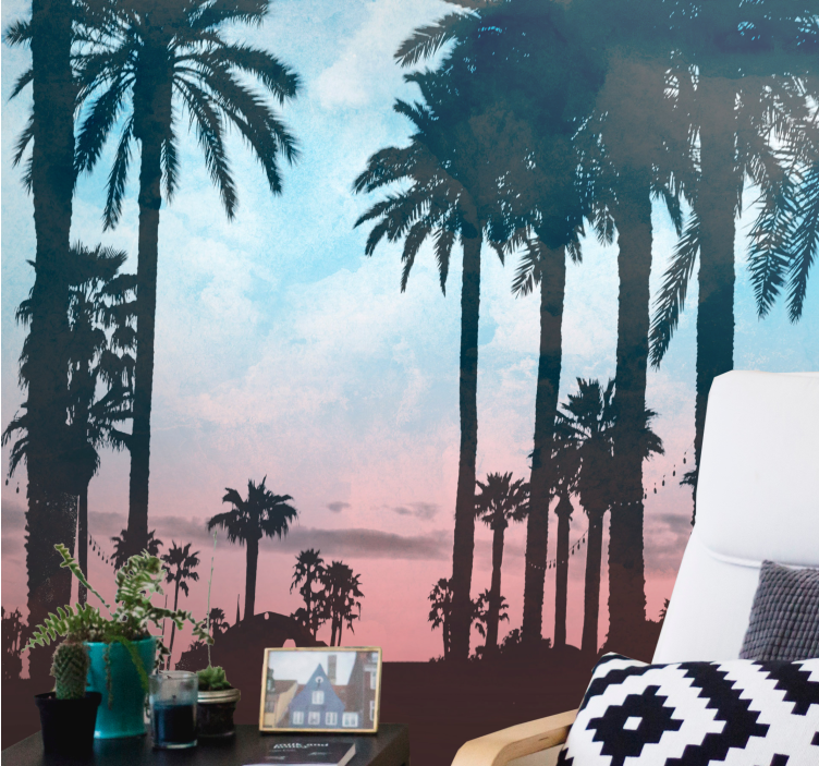 Wall mural nature palm tree silhouette - TenStickers
