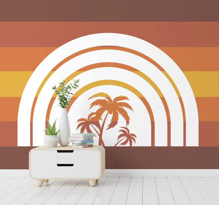 Wall mural nature retro palm silhouette - TenStickers