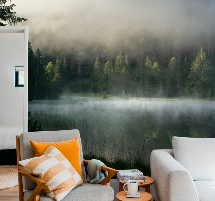 Wall mural nature serene misty lake - TenStickers