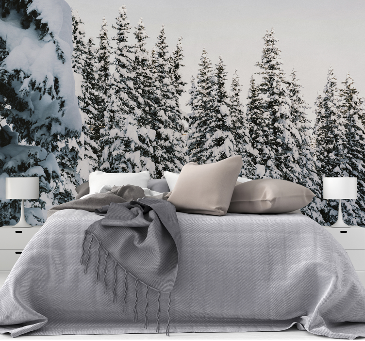 Wall mural nature snow-covered pines - TenStickers