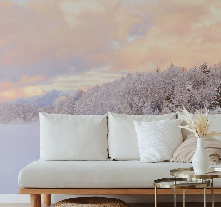 Wall mural nature snowy forest scene - TenStickers