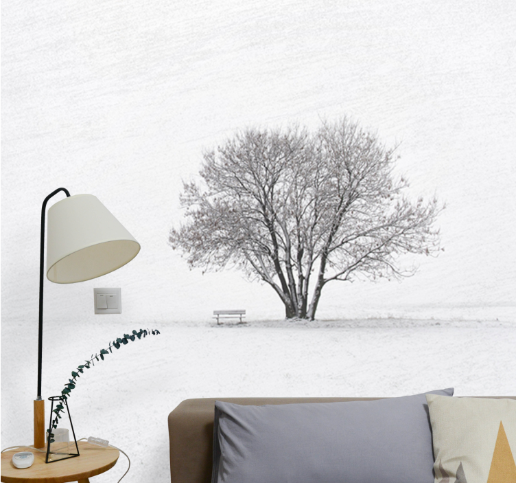 Wall mural nature solitary snow-covered tree - TenStickers