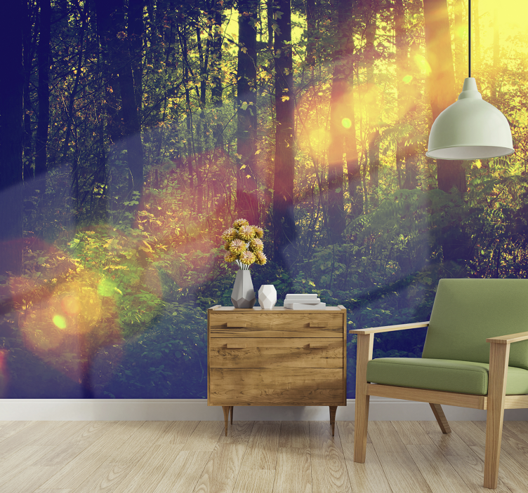 Wall mural nature sunlit forest depths - TenStickers