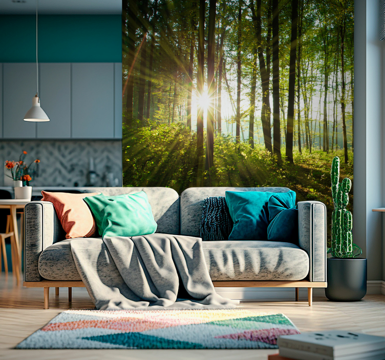 Wall mural nature sunny forest radiance - TenStickers